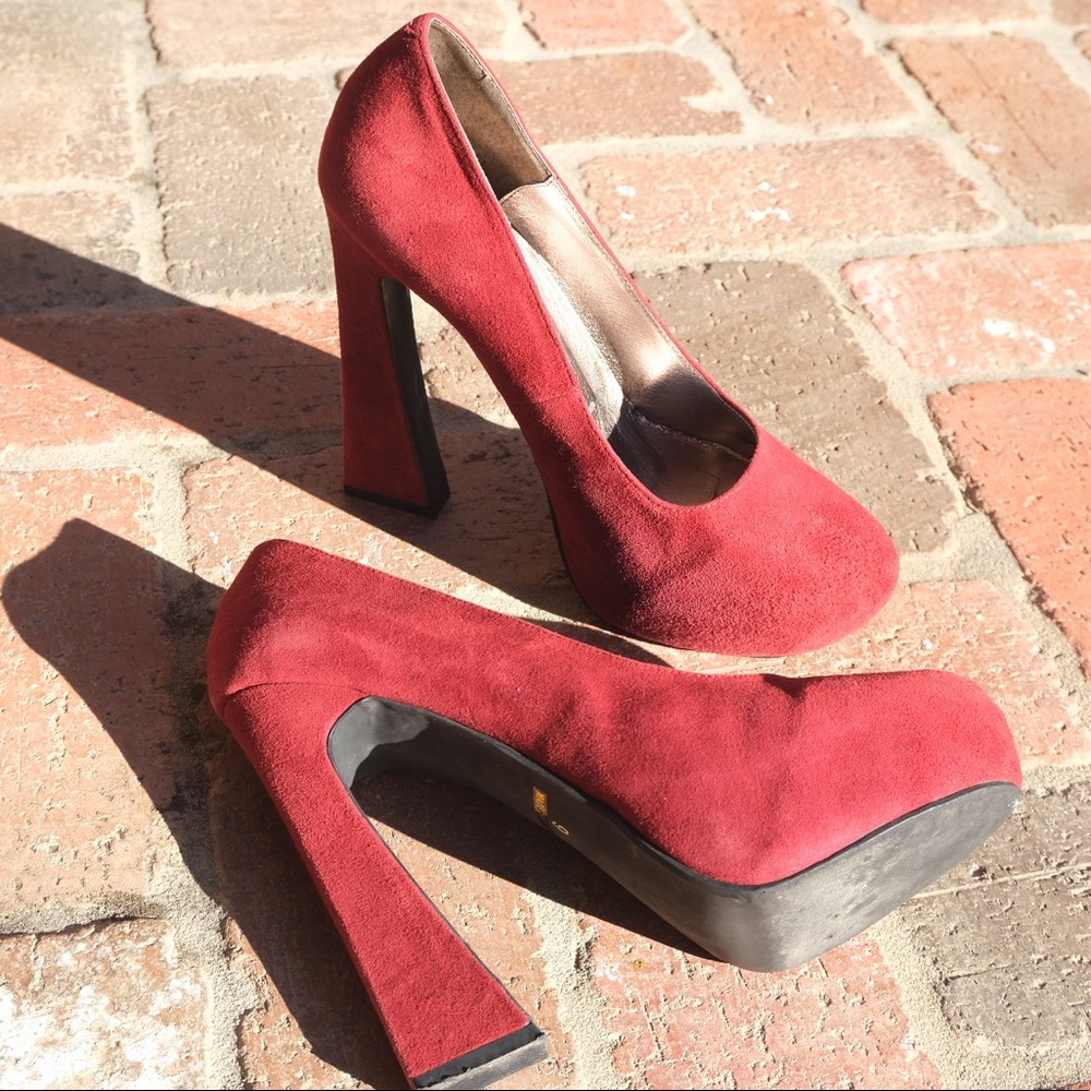 Jeffrey Campbell Maroon Flare Platform Heels